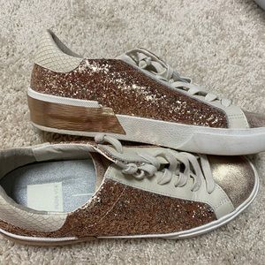 Dolce Vita rose gold glitter sneakers.